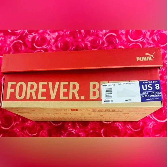 New Puma Women's White and Gold court Sneakers Size 8 - Picture 7 of 11